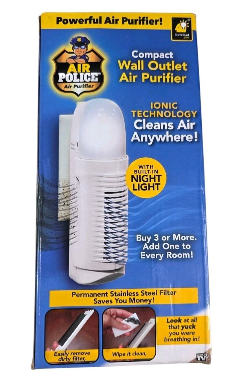 Air Police Compact Wall Outlet Ionic Air Purifier W/Built In Night Light NIB